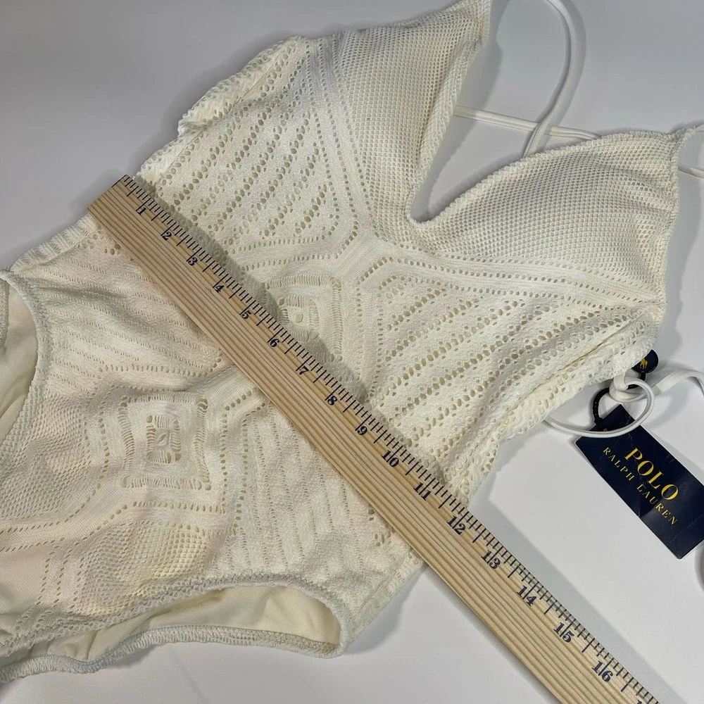 Polo Ralph Lauren Sahara Crochet Plunge X-Back Swim One-Piece Size S NWT - Picture 4 of 9